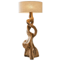 Hand‑Carved Wooden Floor Lamp