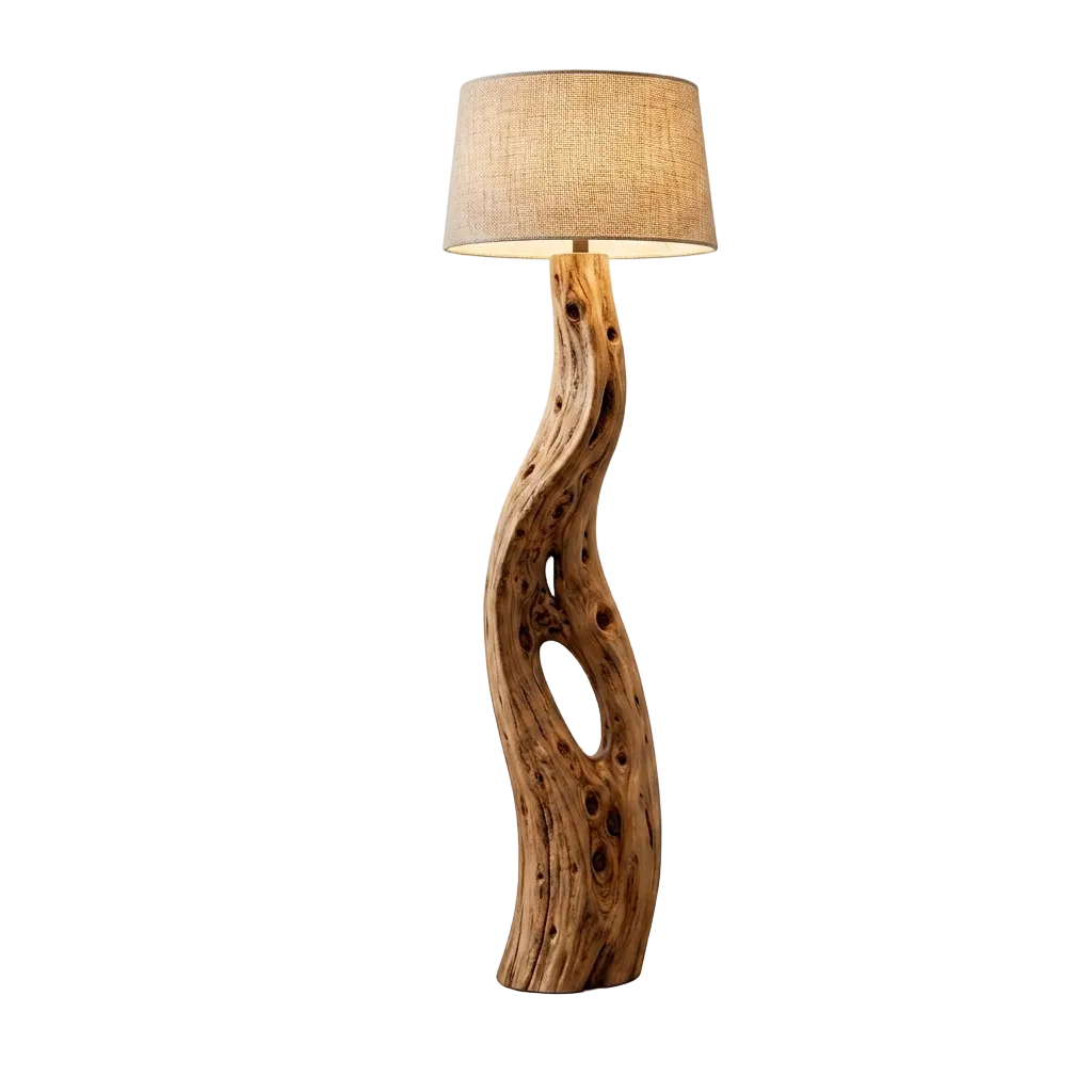 Rustic Driftwood Log Floor Lamp