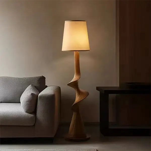 Wabi‑Sabi Wooden Floor Lamp