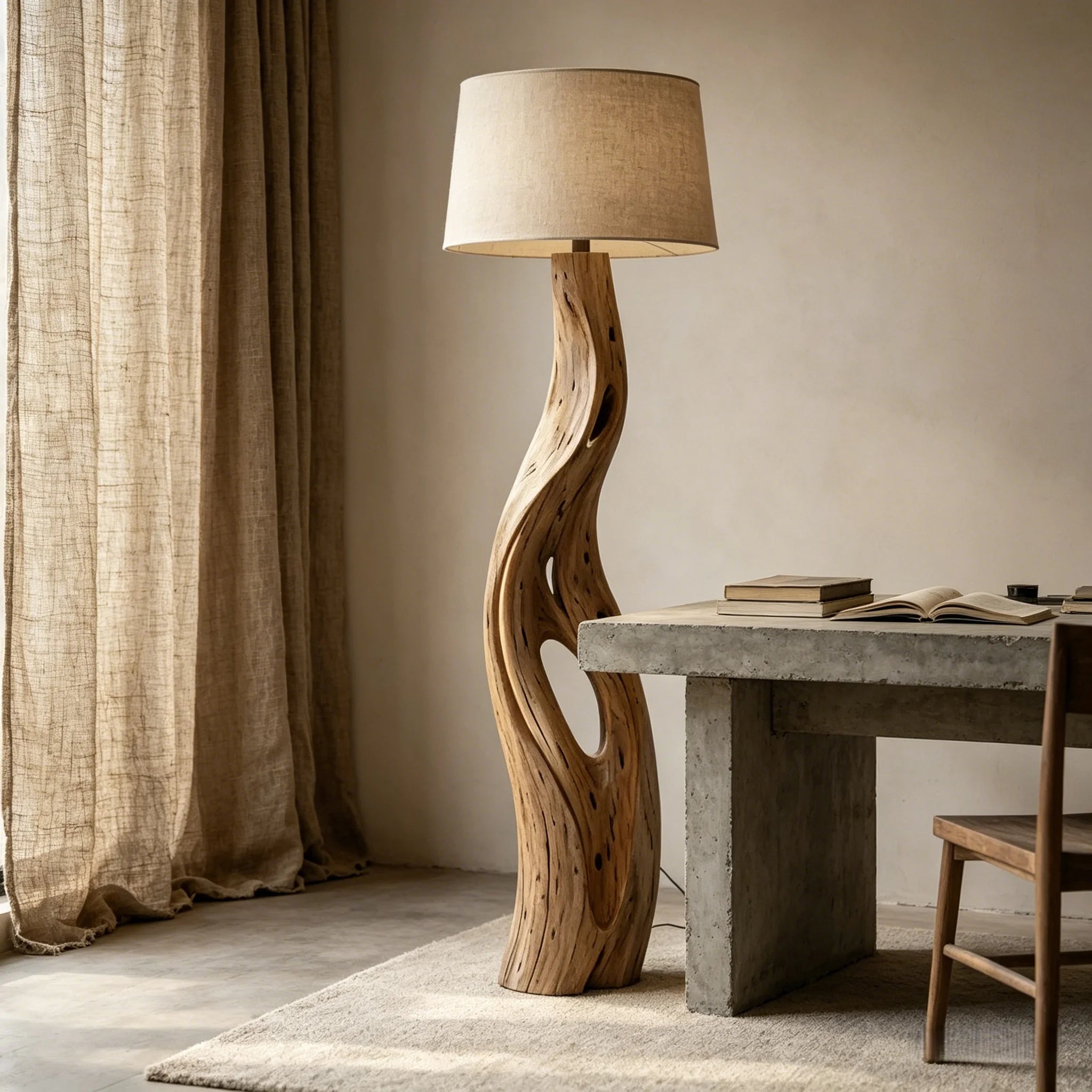 Rustic Driftwood Log Floor Lamp