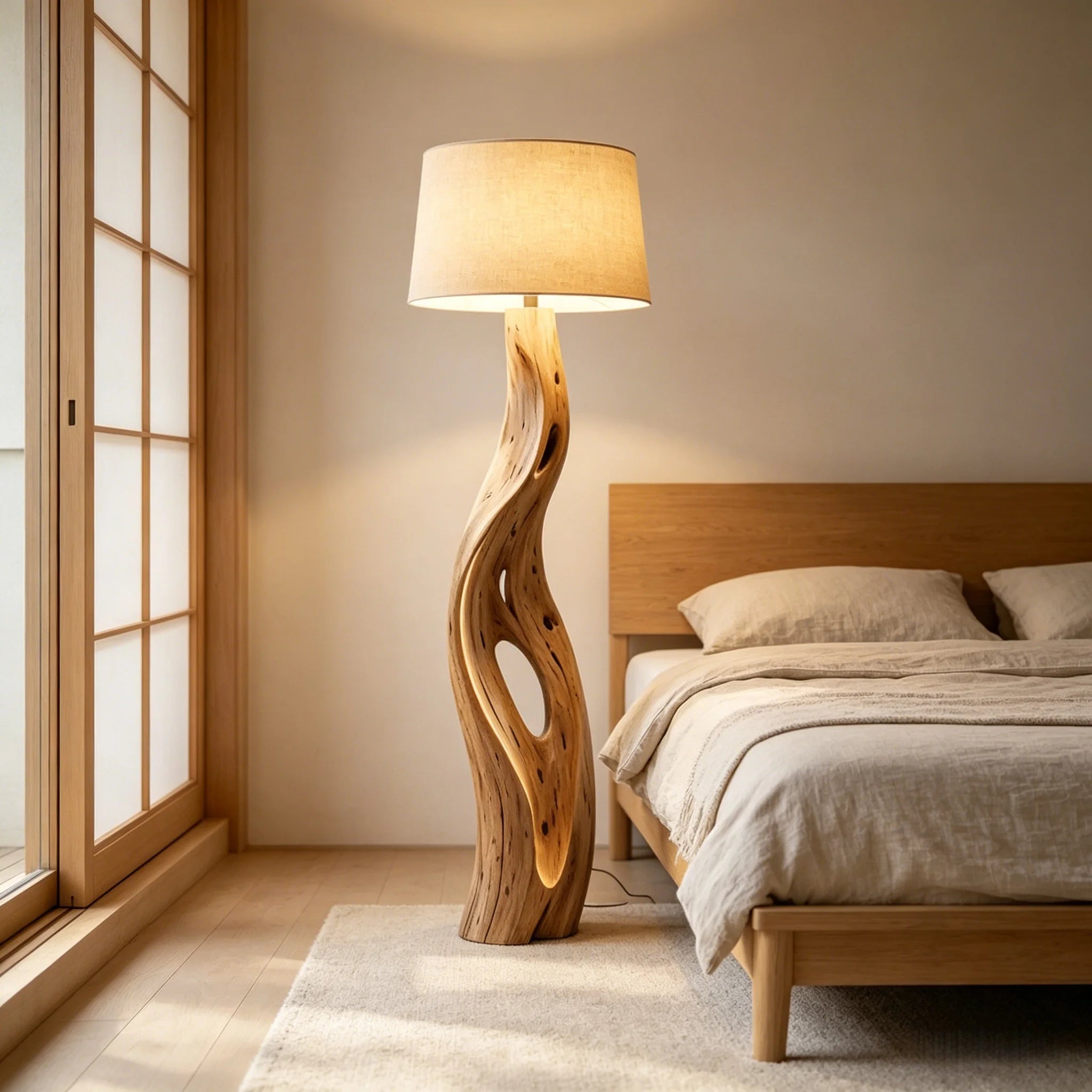 Rustic Driftwood Log Floor Lamp