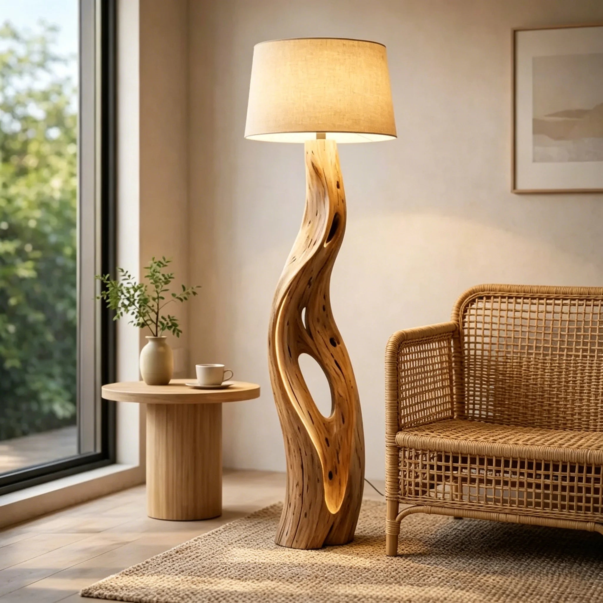 Rustic Driftwood Log Floor Lamp